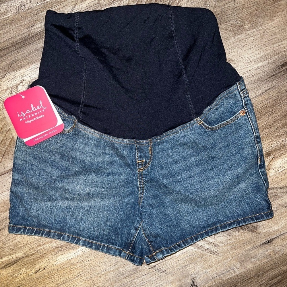 Ingrid‎ & Isabel Maternity High Waist Blue Denim Shorts